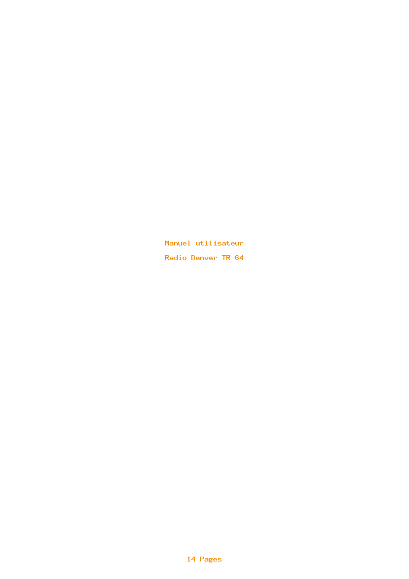 Page 1 de la notice Manuel utilisateur Denver TR-64