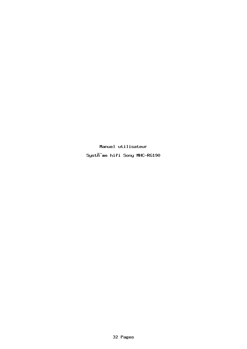 Page 1 de la notice Manuel utilisateur Sony MHC-RG190