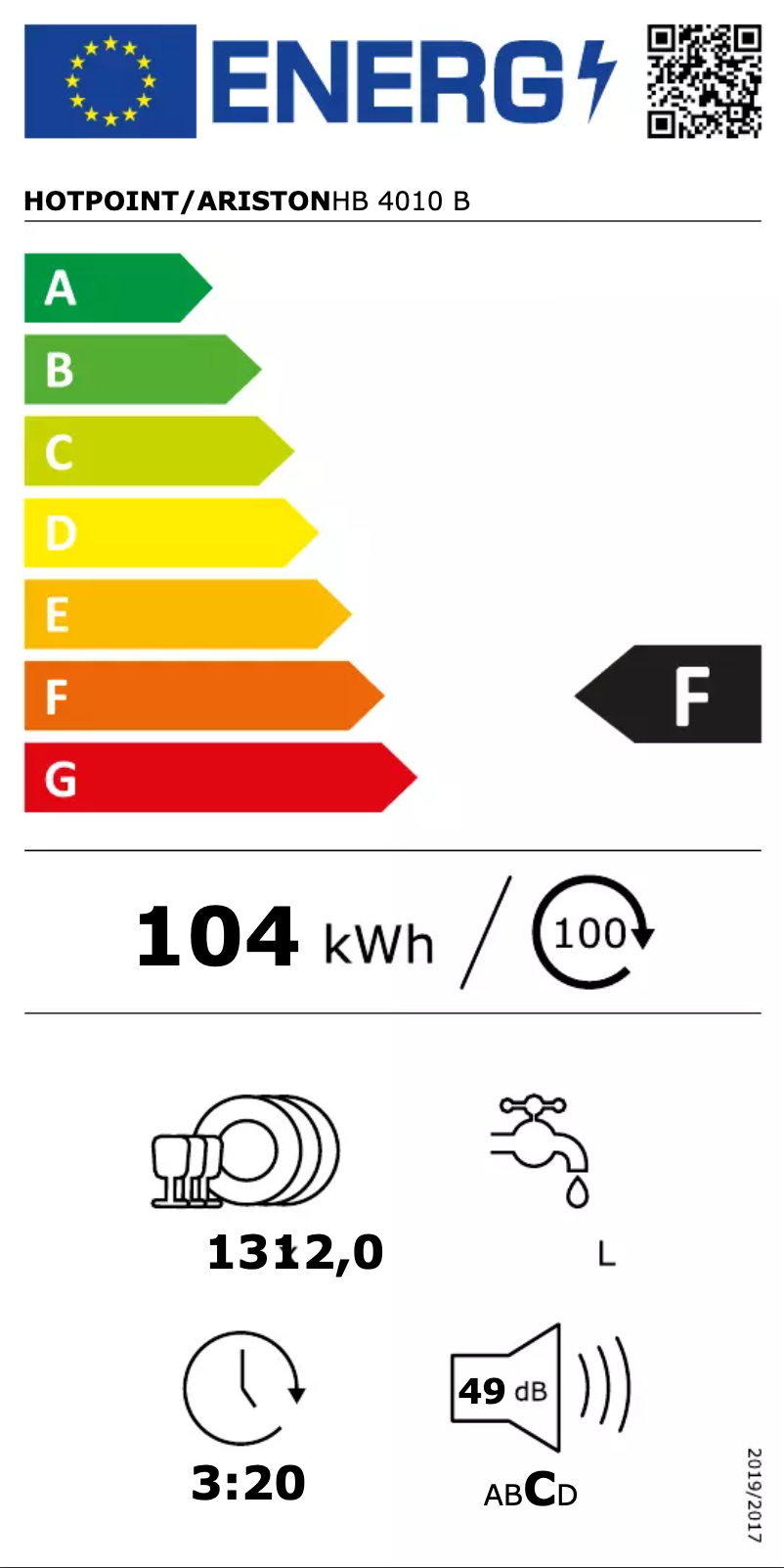 Página 1 del manual Etiqueta energética Hotpoint HB 4010 B