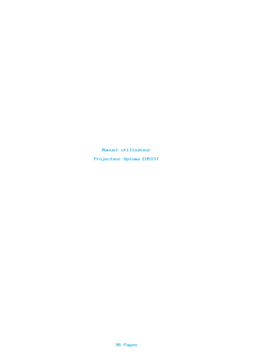 Page 1 de la notice Manuel utilisateur Optoma EH515T