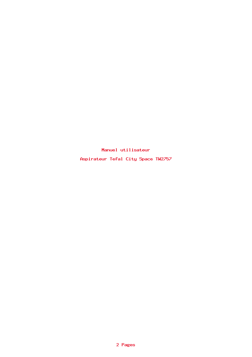 Page 1 de la notice Manuel utilisateur Tefal City Space TW2757