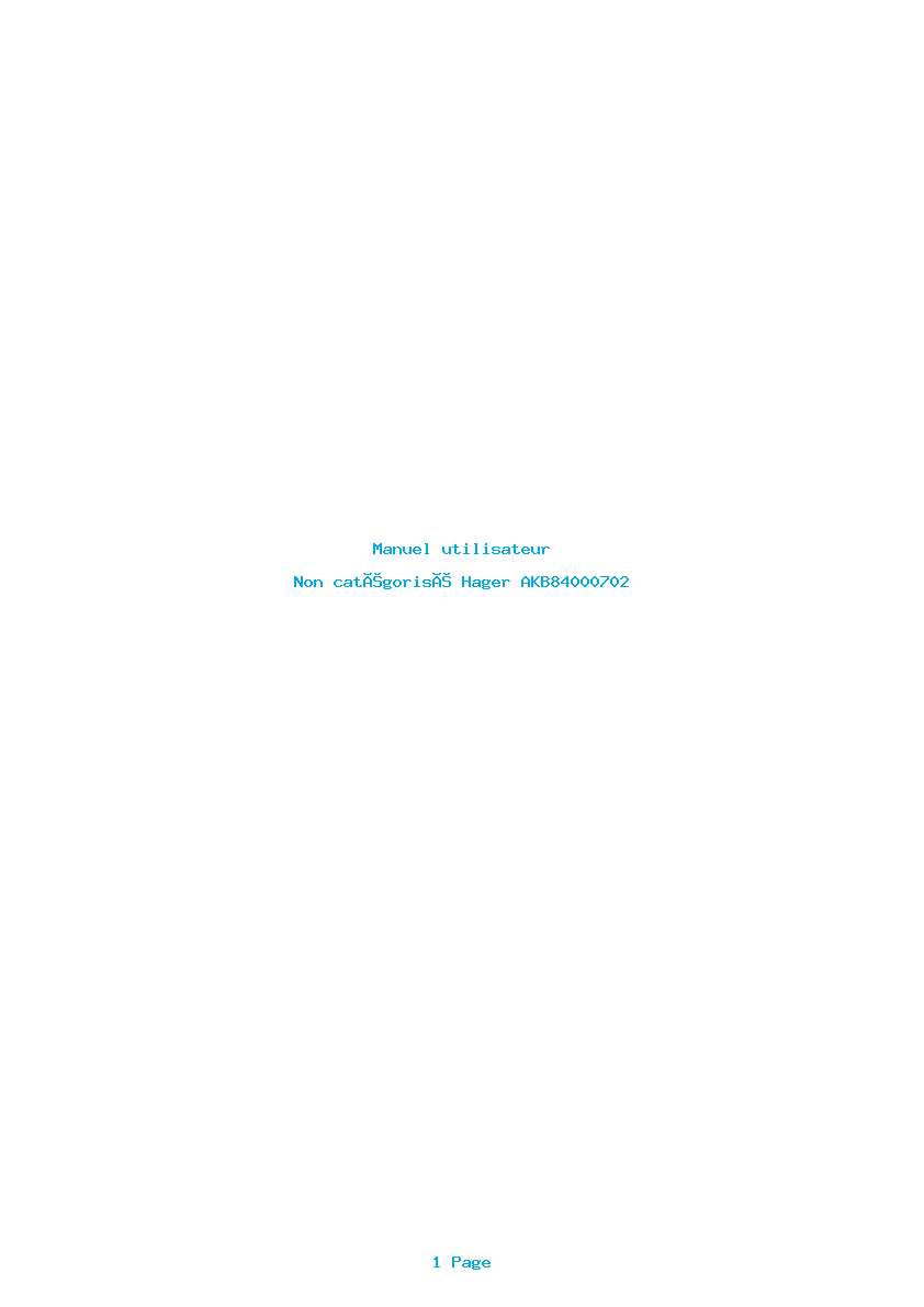 Page 1 de la notice Manuel utilisateur Hager AKB84000702