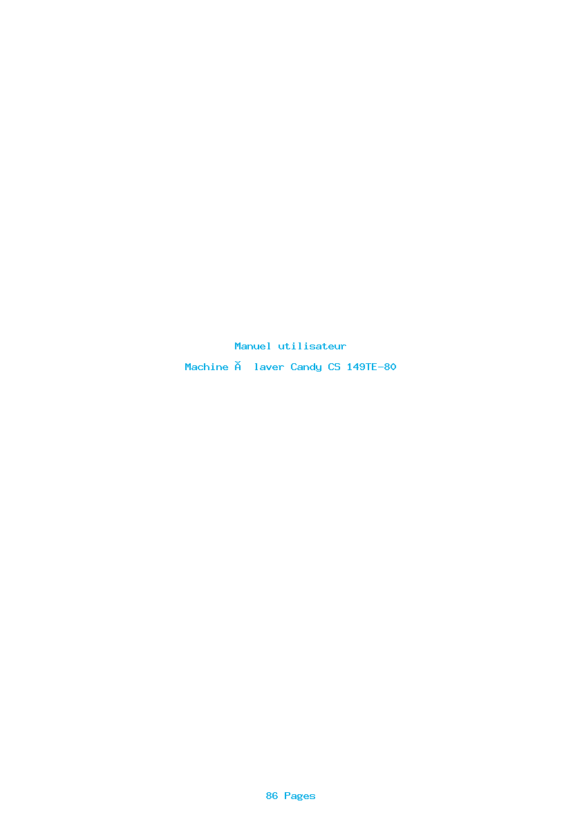 Page 1 de la notice Manuel utilisateur Candy CS 149TE-80