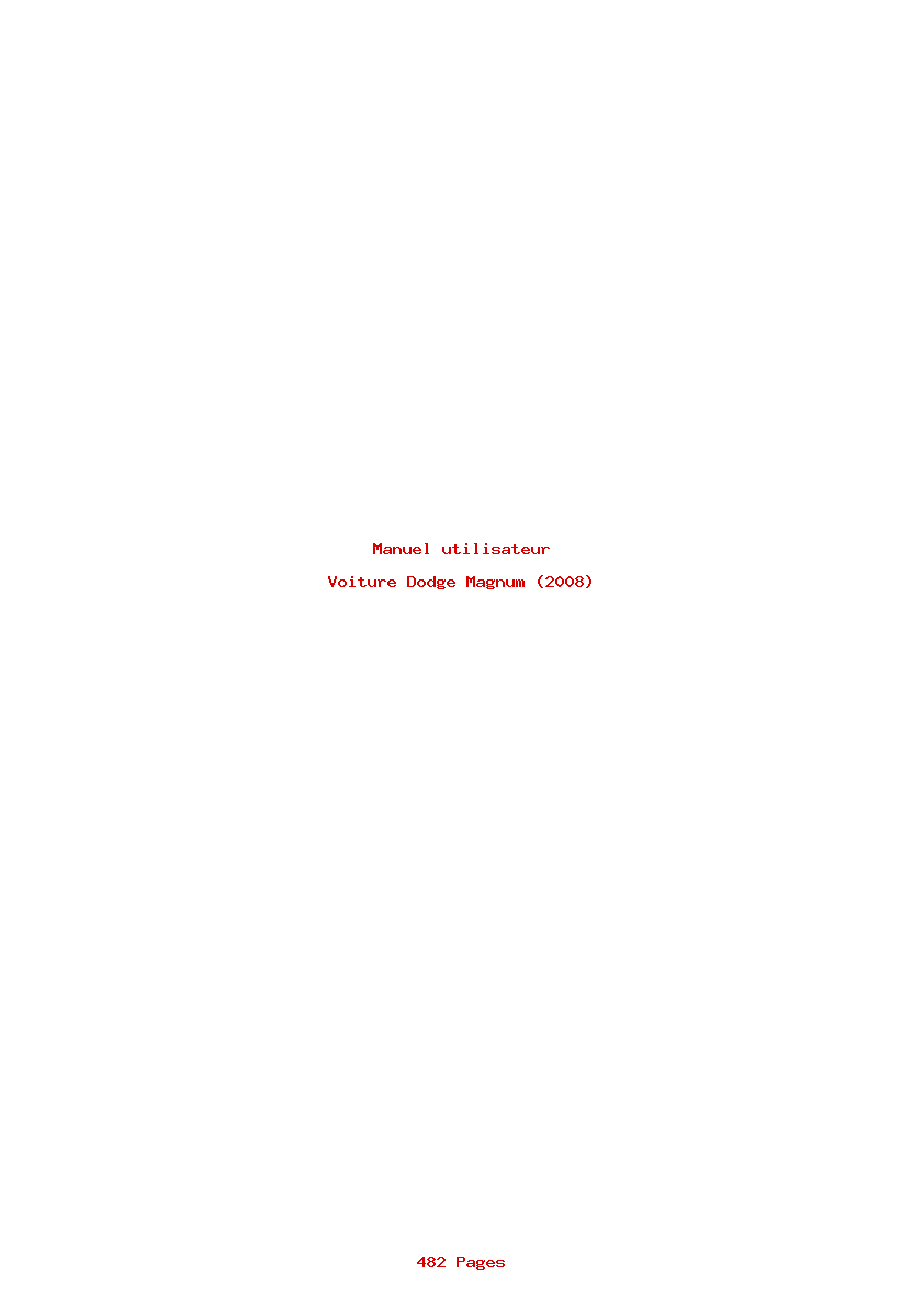 Page 1 de la notice Manuel utilisateur Dodge Magnum (2008)
