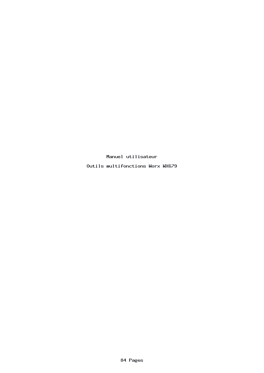 Page 1 de la notice Manuel utilisateur Worx WX679