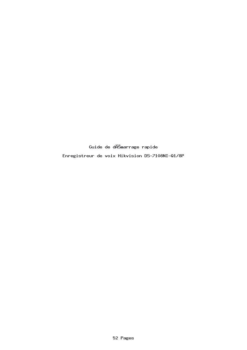 Page 1 de la notice Guide de démarrage rapide Hikvision DS-7108NI-Q1/8P