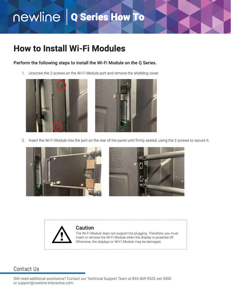 Page 1 de la notice Guide d'installation Newline TT-7521Q