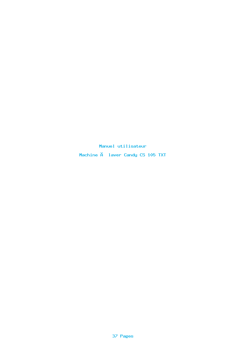 Page 1 de la notice Manuel utilisateur Candy CS 105 TXT