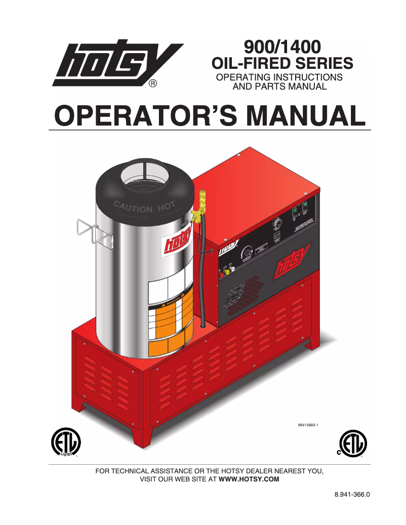 Page 1 of the manual User Manual Hotsy 1420SS