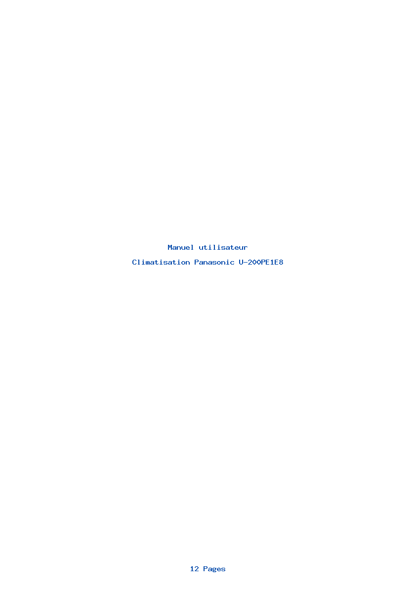 Page 1 de la notice Manuel utilisateur Panasonic U-200PE1E8
