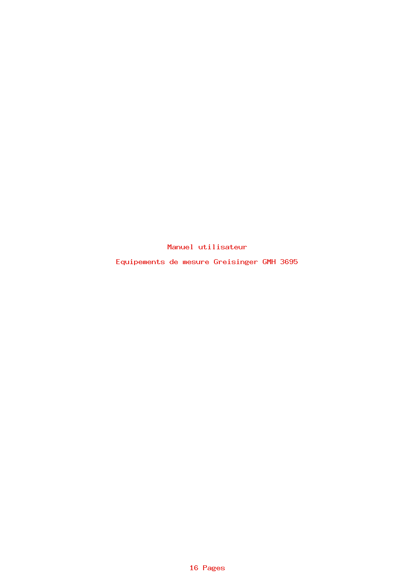 Page 1 de la notice Manuel utilisateur Greisinger GMH 3695