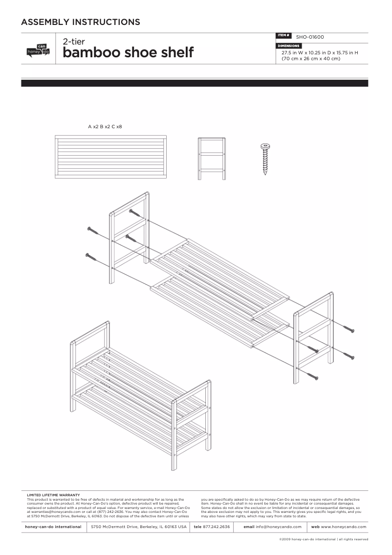 Page 1 of the manual User Manual Honey-Can-Do SHO-01600