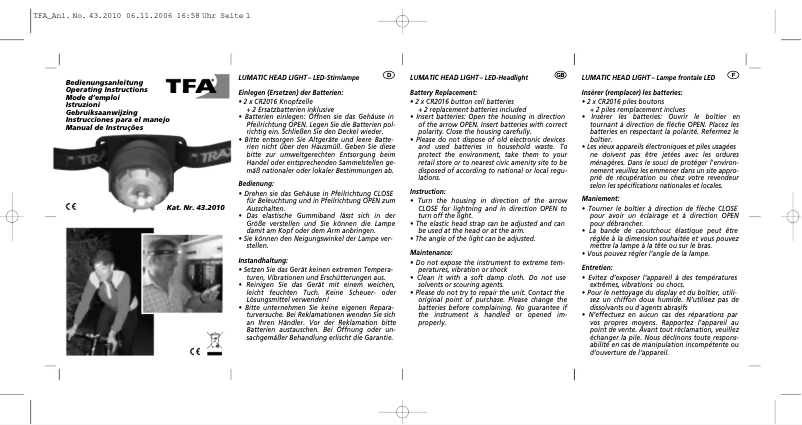Page 1 of the manual User Manual TFA 43.2010