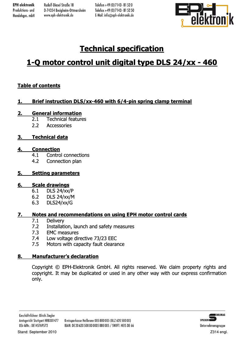Page 1 de la notice Manuel utilisateur EPH Elektronik DLS 24/20/G