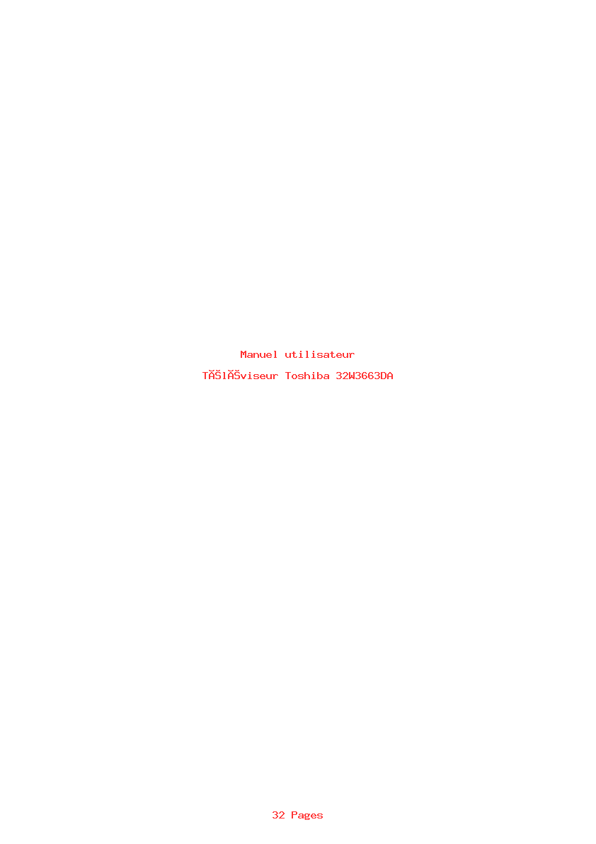 Page 1 de la notice Manuel utilisateur Toshiba 32W3663DA