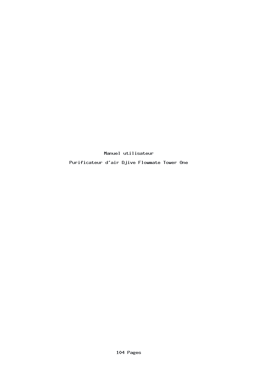 Page 1 de la notice Manuel utilisateur Djive Flowmate Tower One
