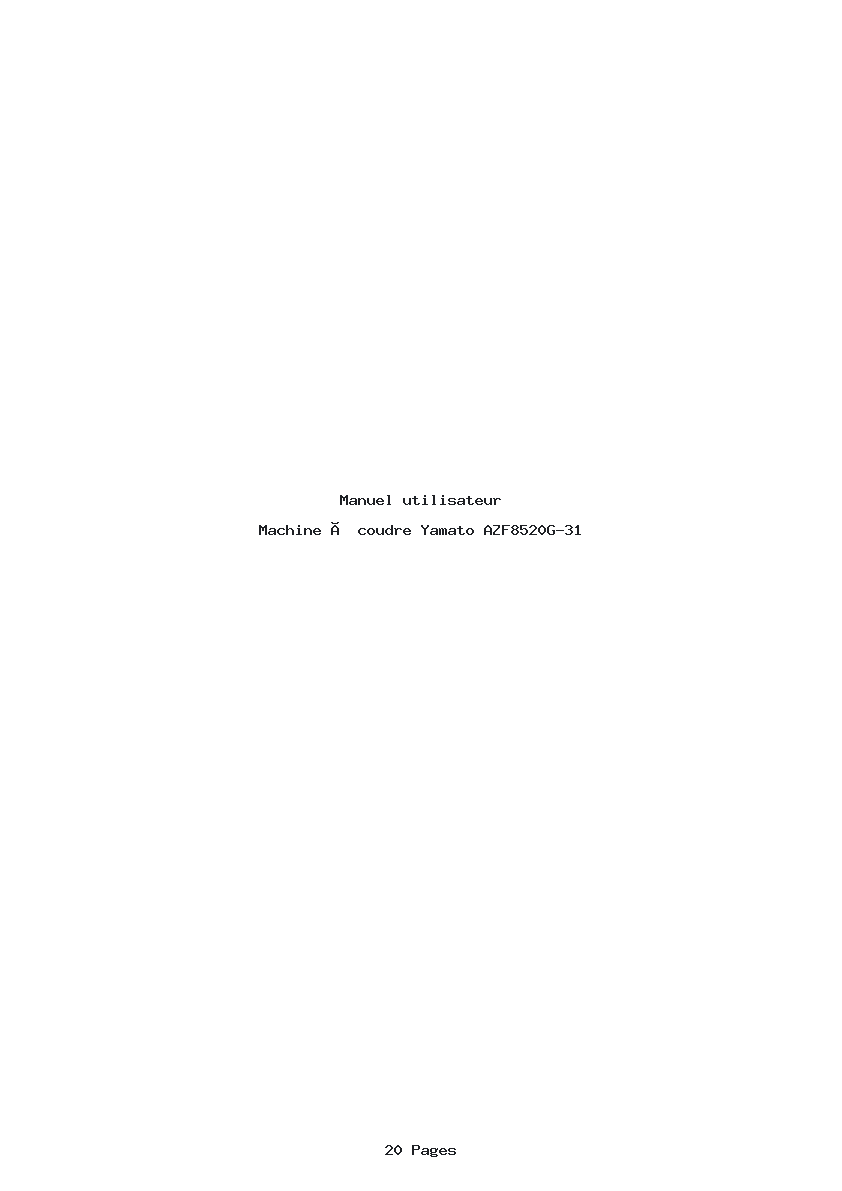 Page 1 de la notice Manuel utilisateur Yamato AZF8520G-31