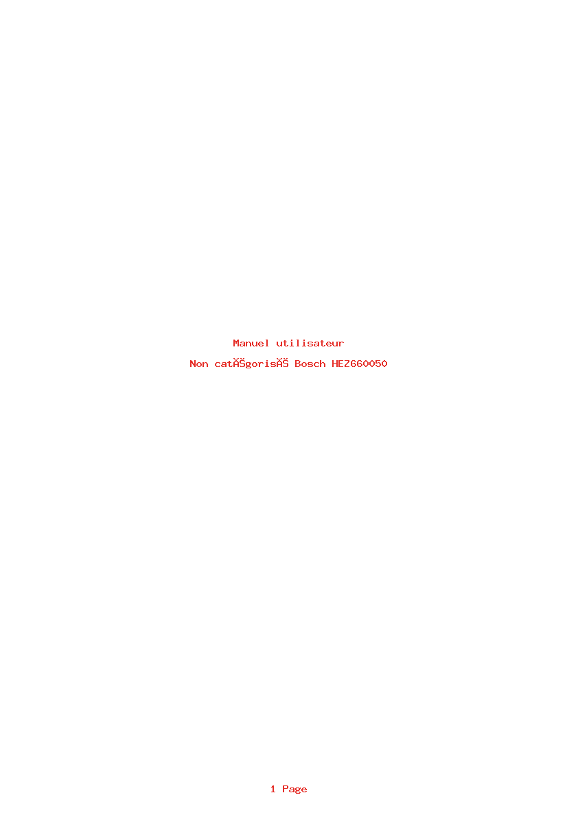 Page 1 de la notice Manuel utilisateur Bosch HEZ660050
