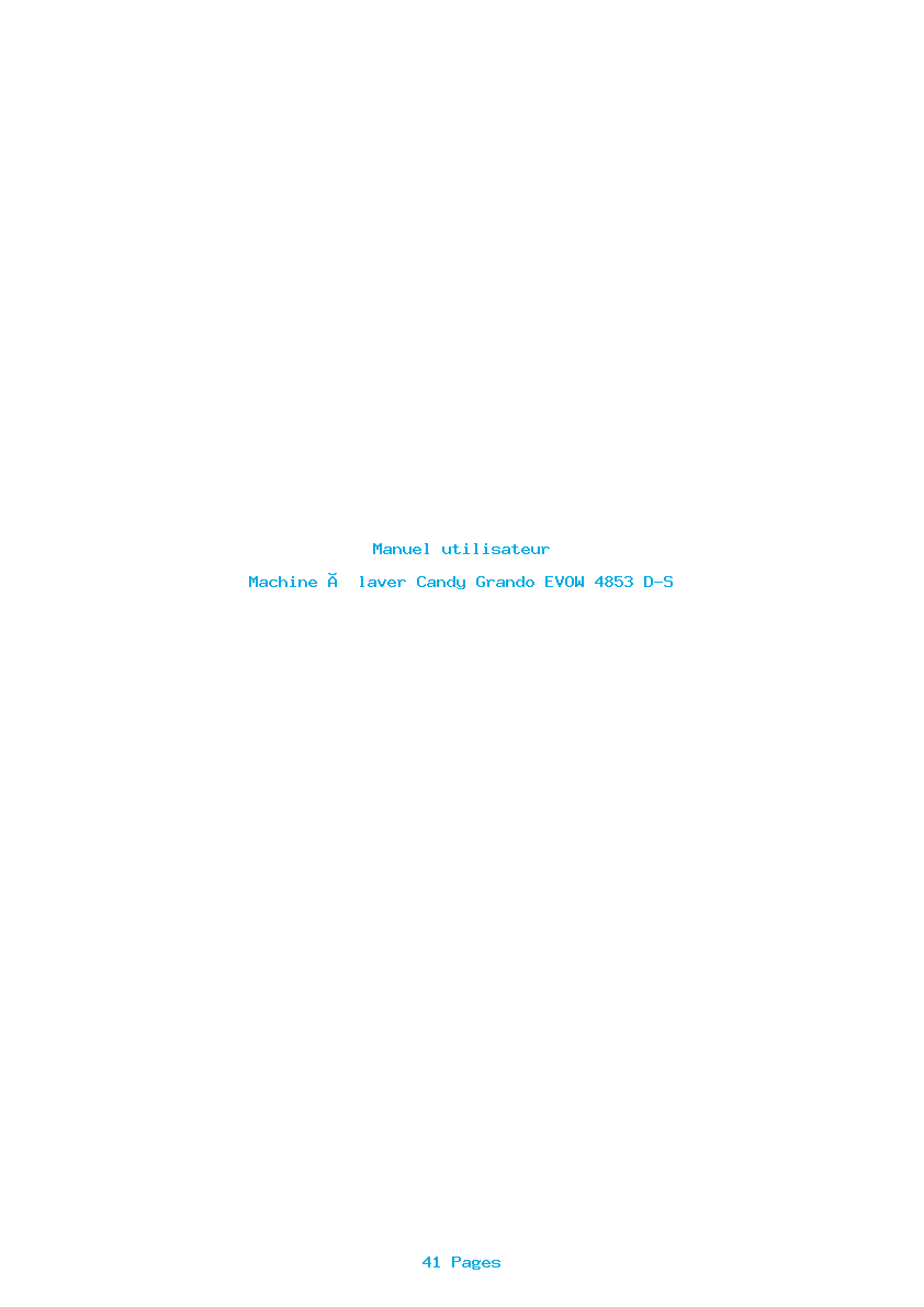 Page 1 de la notice Manuel utilisateur Candy Grando EVOW 4853 D-S