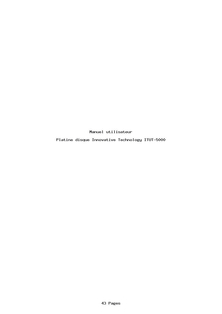 Page 1 de la notice Manuel utilisateur Innovative Technology ITUT-5000