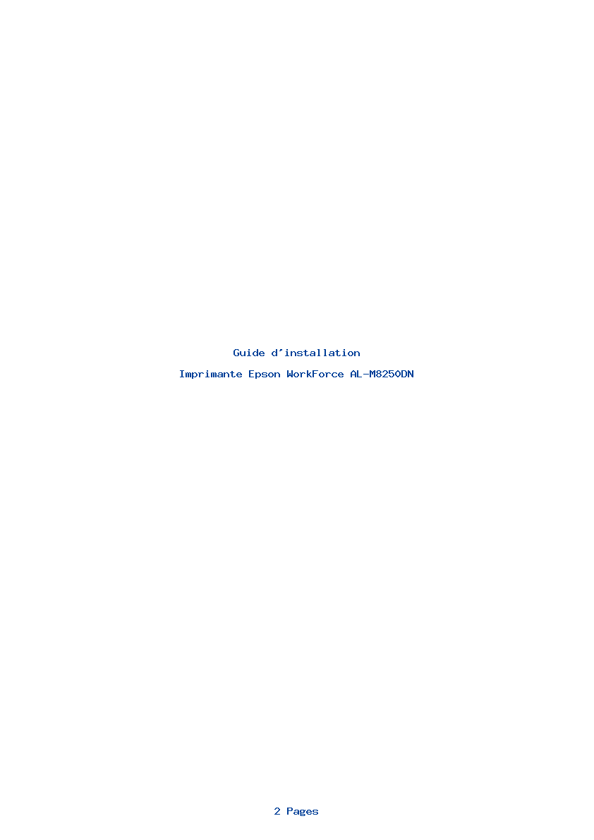 Page 1 de la notice Guide d'installation Epson WorkForce AL-M8250DN