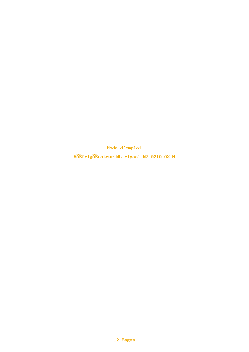 Page 1 de la notice Mode d'emploi Whirlpool W7 921O OX H