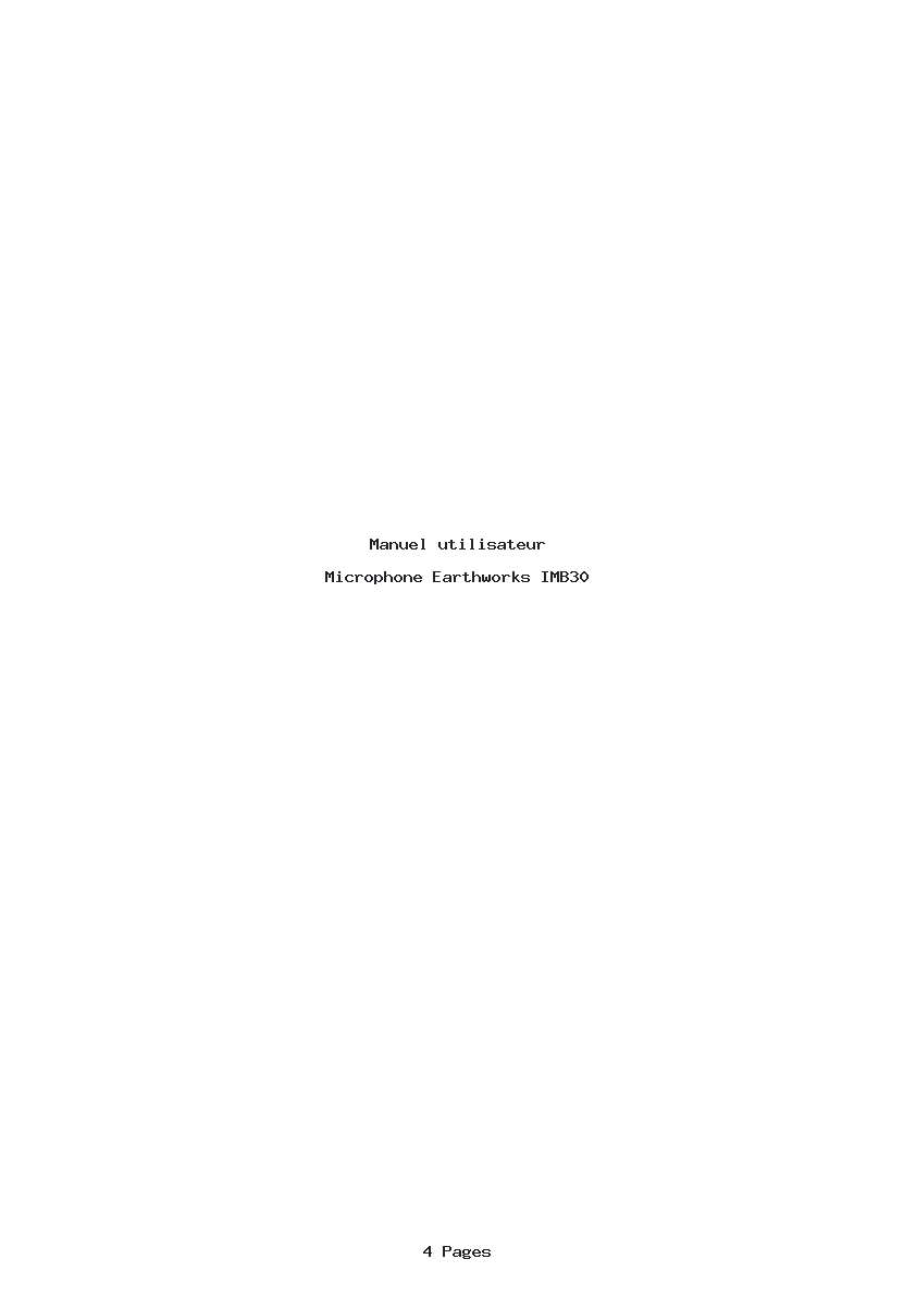 Page 1 de la notice Manuel utilisateur Earthworks IMB30