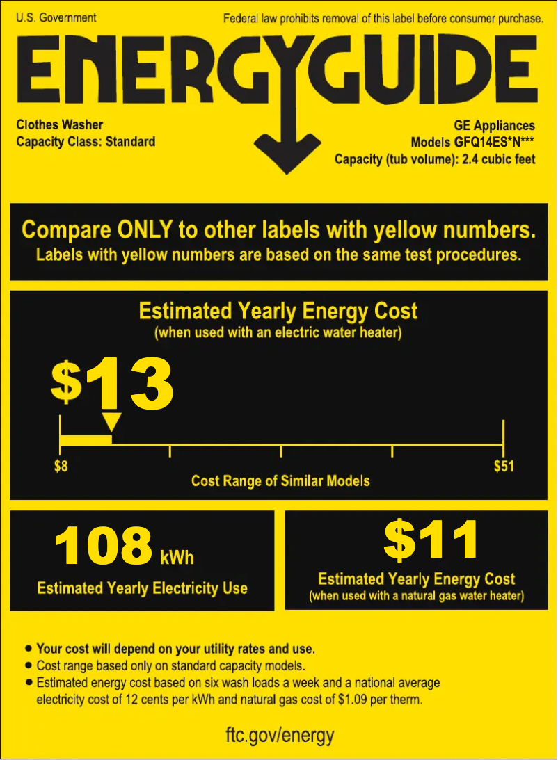 Página 1 del manual Etiqueta energética GE GFQ14ESSNWW