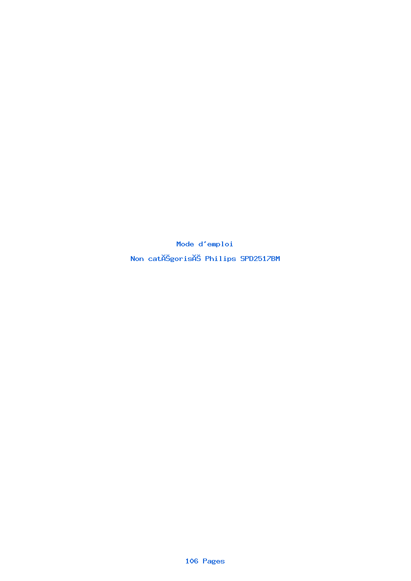 Page 1 de la notice Mode d'emploi Philips SPD2517BM