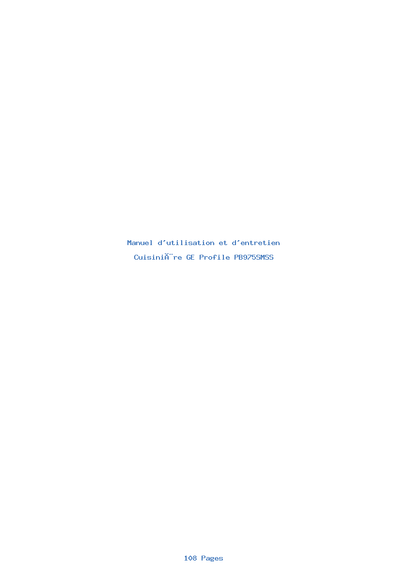 Page 1 de la notice Manuel d'utilisation et d'entretien GE Profile PB975SMSS