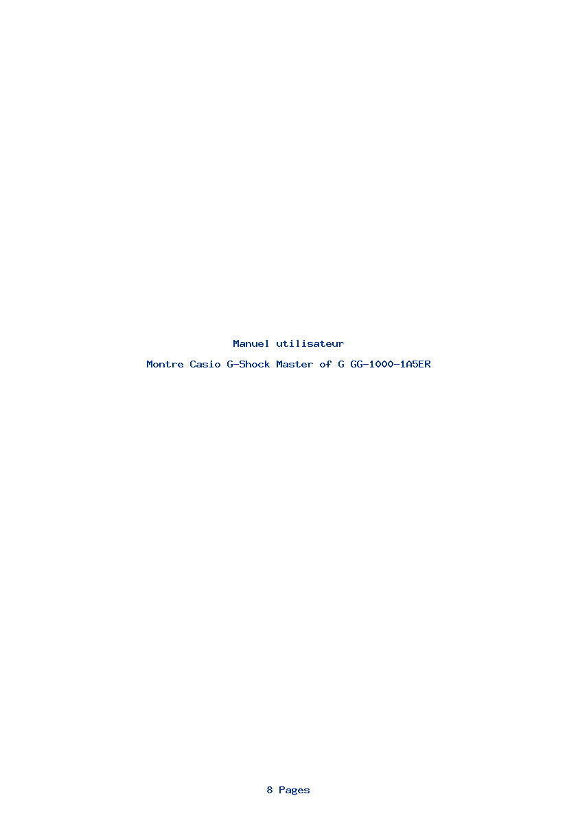 Page 1 de la notice Manuel utilisateur Casio G-Shock Master of G GG-1000-1A5ER