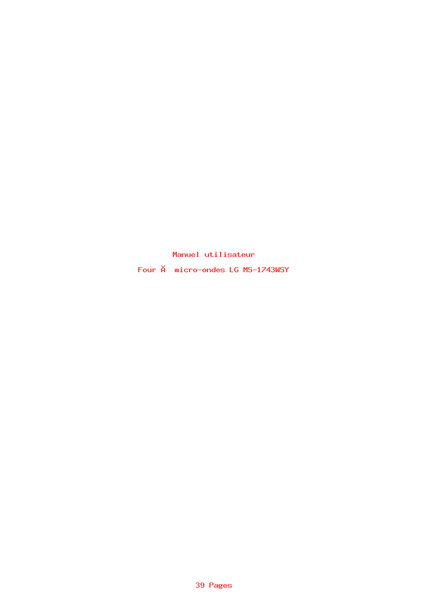 Page 1 de la notice Manuel utilisateur LG MS-1743WSY