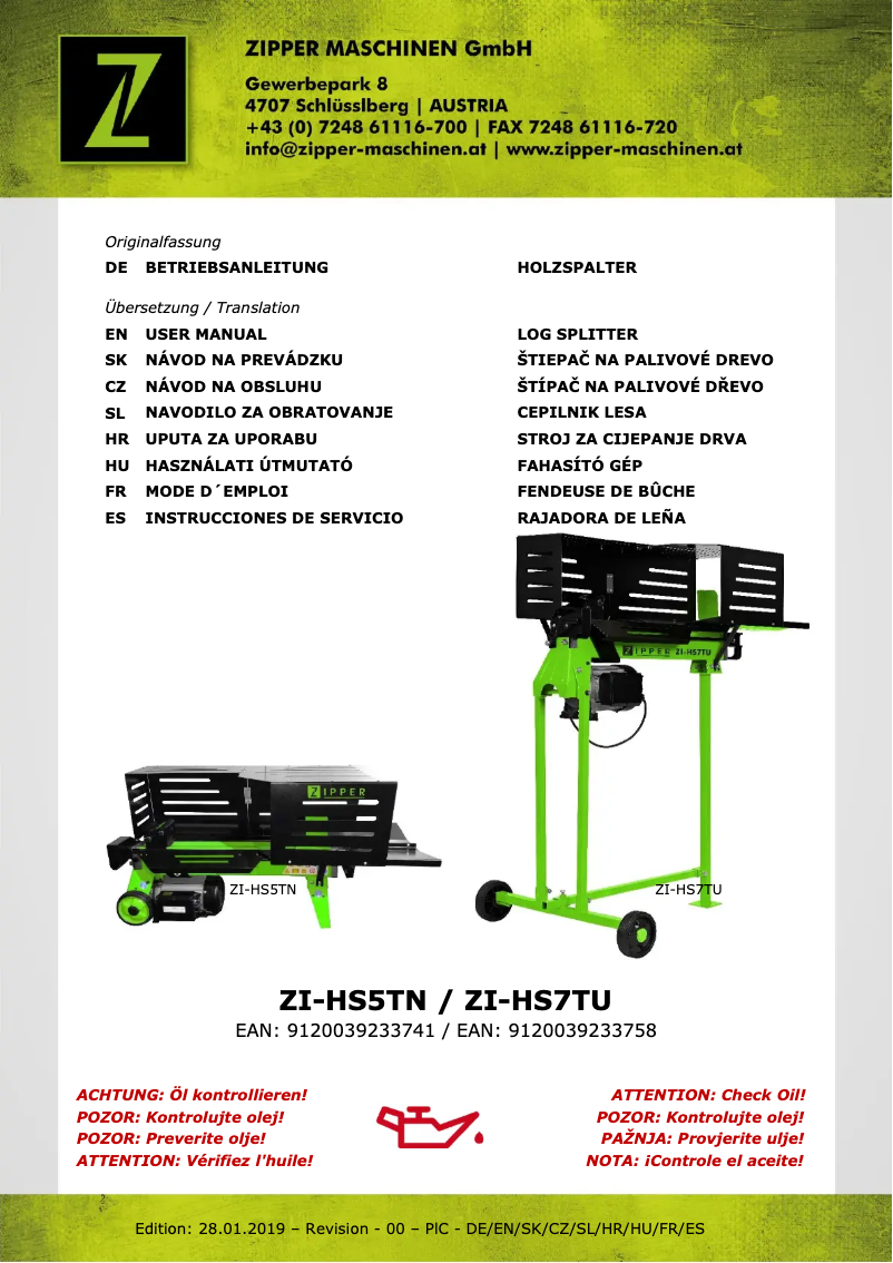 Page 1 de la notice Manuel utilisateur Zipper ZI-HS5TN
