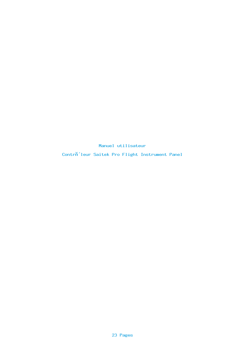 Page 1 de la notice Manuel utilisateur Saitek Pro Flight Instrument Panel