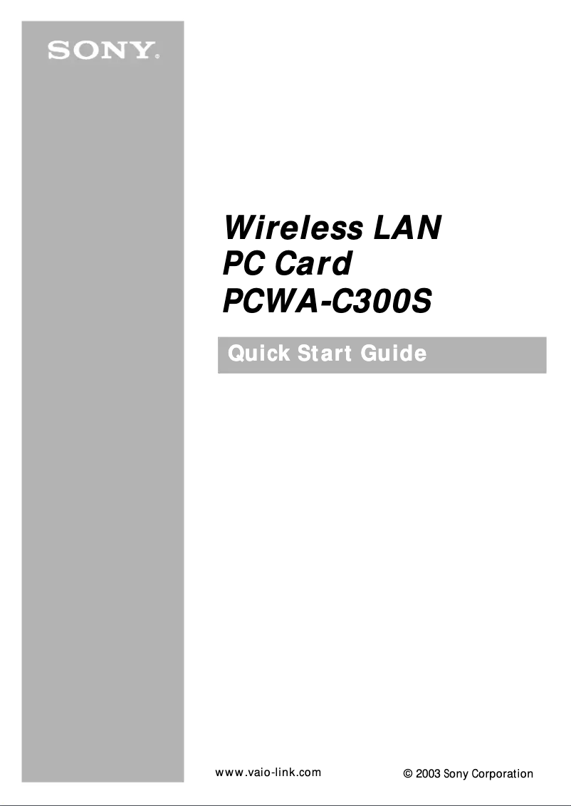 Page 1 de la notice Guide de démarrage rapide Sony PCWA-C300S