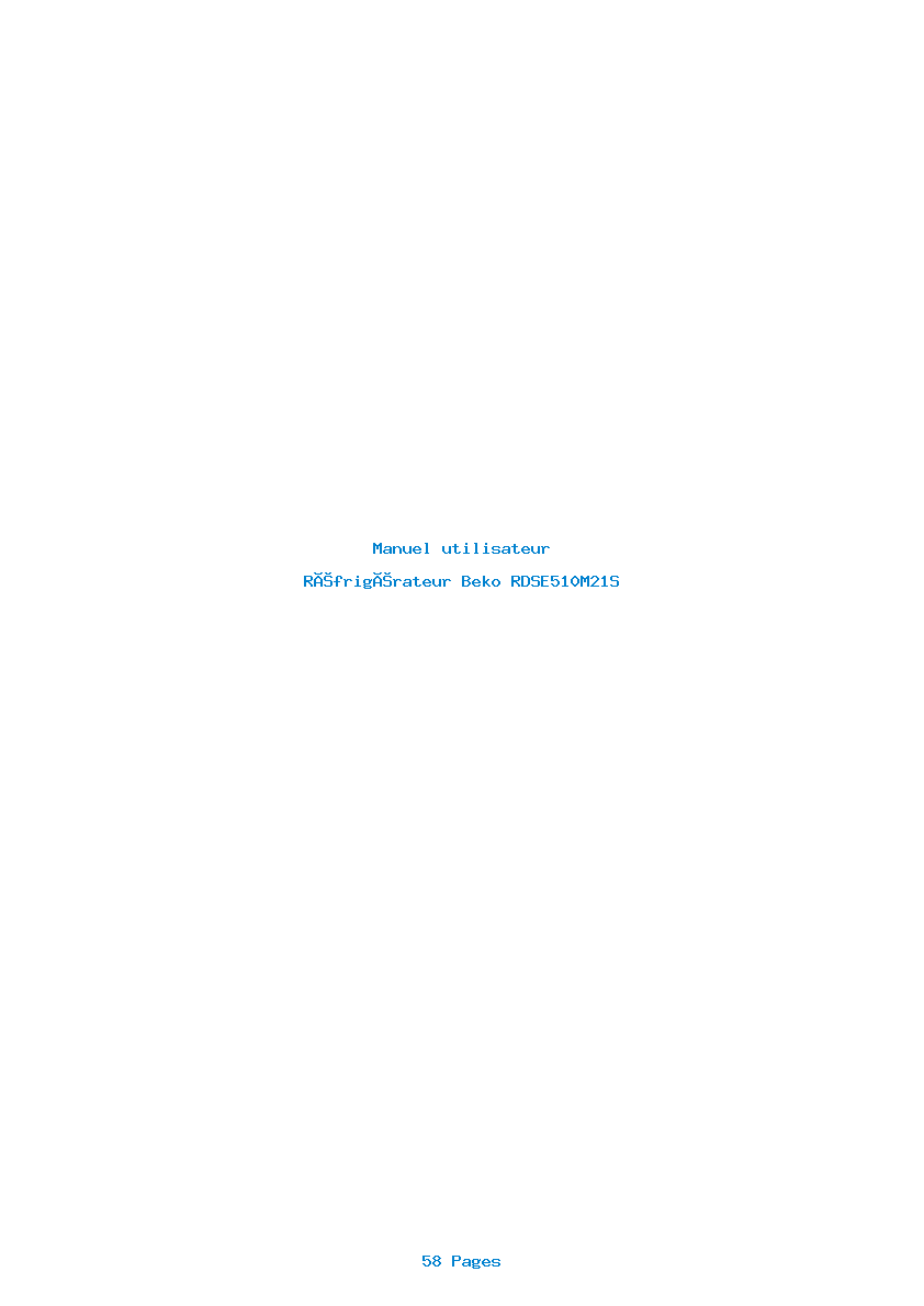 Page 1 de la notice Manuel utilisateur Beko RDSE510M21S