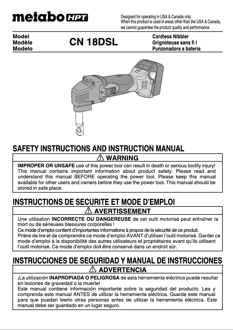 Page 1 de la notice Manuel utilisateur HiKOKI CN18DSL
