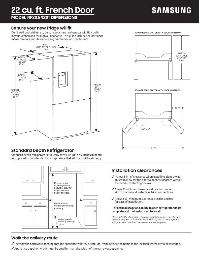 Página 1 del manual Guía de medición Samsung RF22A4221SG