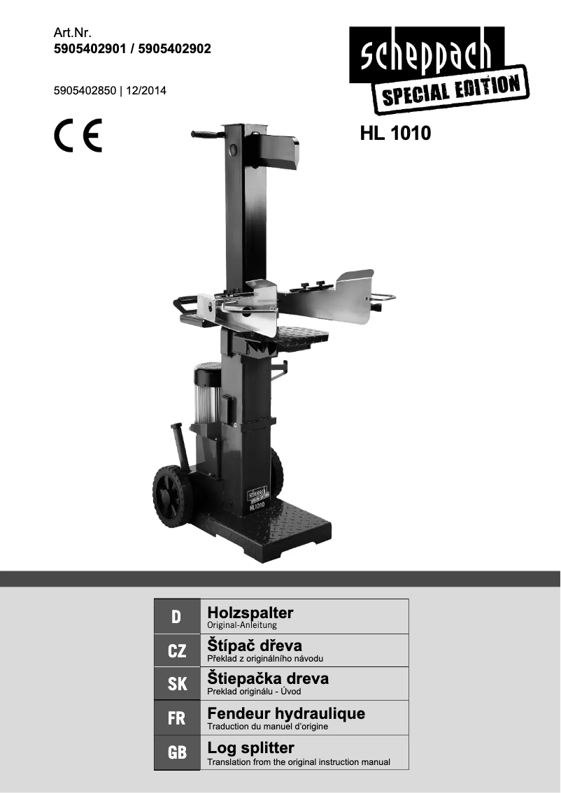 Page 1 of the manual User Manual Scheppach HL1010