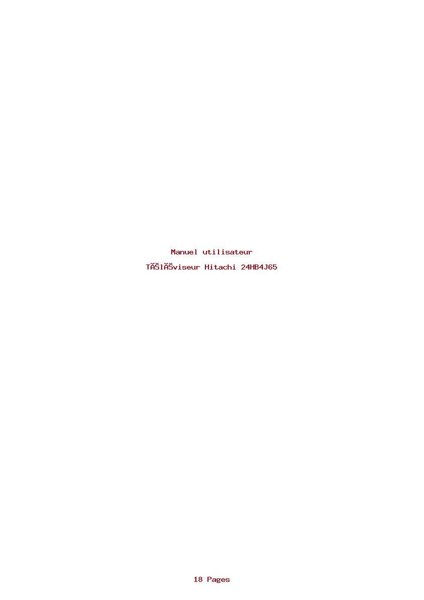 Page 1 de la notice Manuel utilisateur Hitachi 24HB4J65
