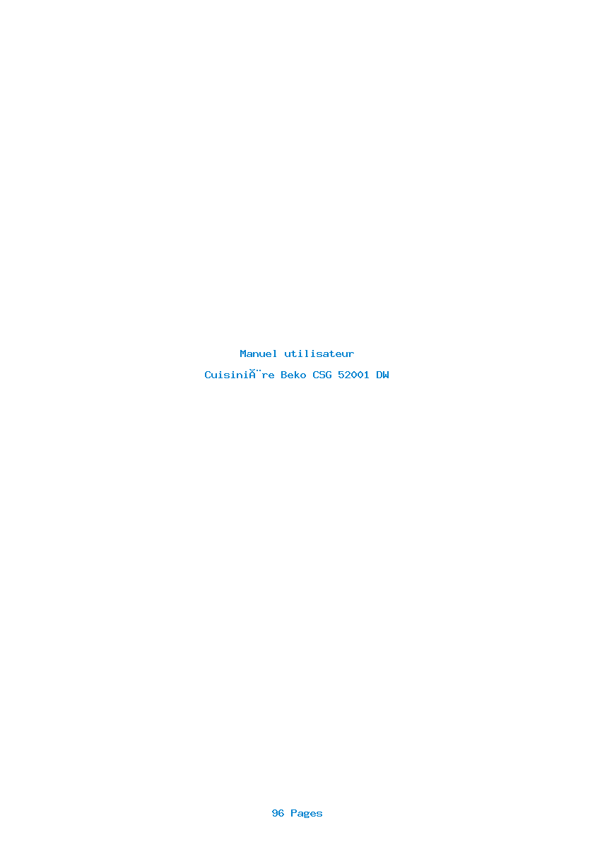 Page 1 de la notice Manuel utilisateur Beko CSG 52001 DW