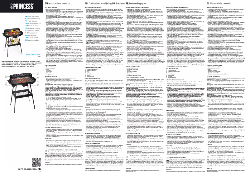 Page 1 de la notice Manuel utilisateur Princess Electric Table Top Grill 112248