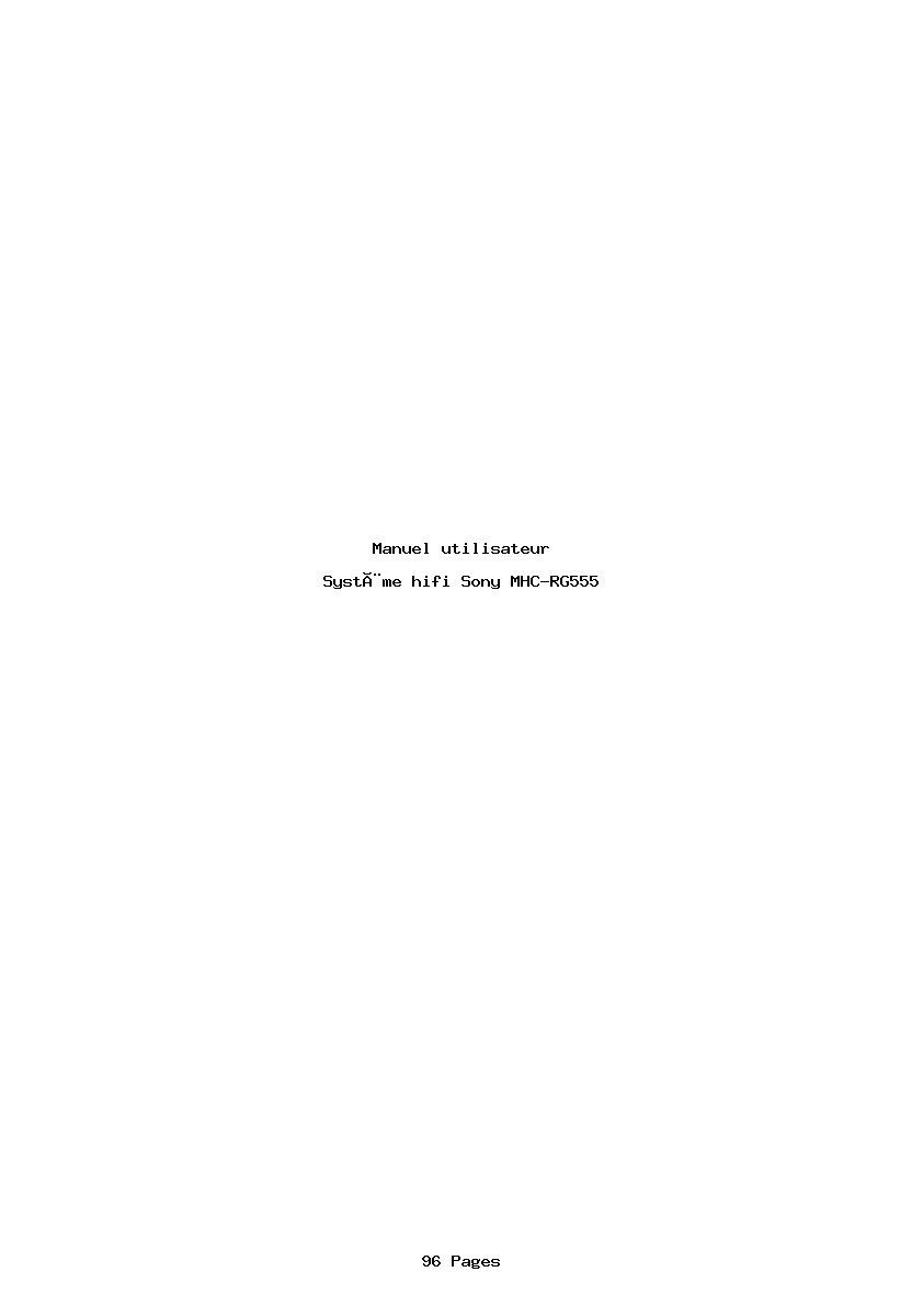 Page 1 de la notice Manuel utilisateur Sony MHC-RG555