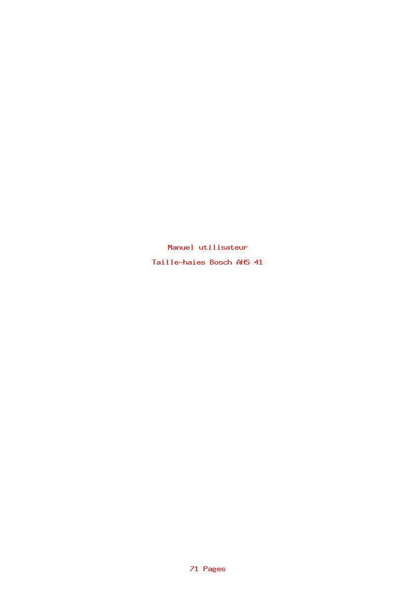 Page 1 de la notice Manuel utilisateur Bosch AHS 41
