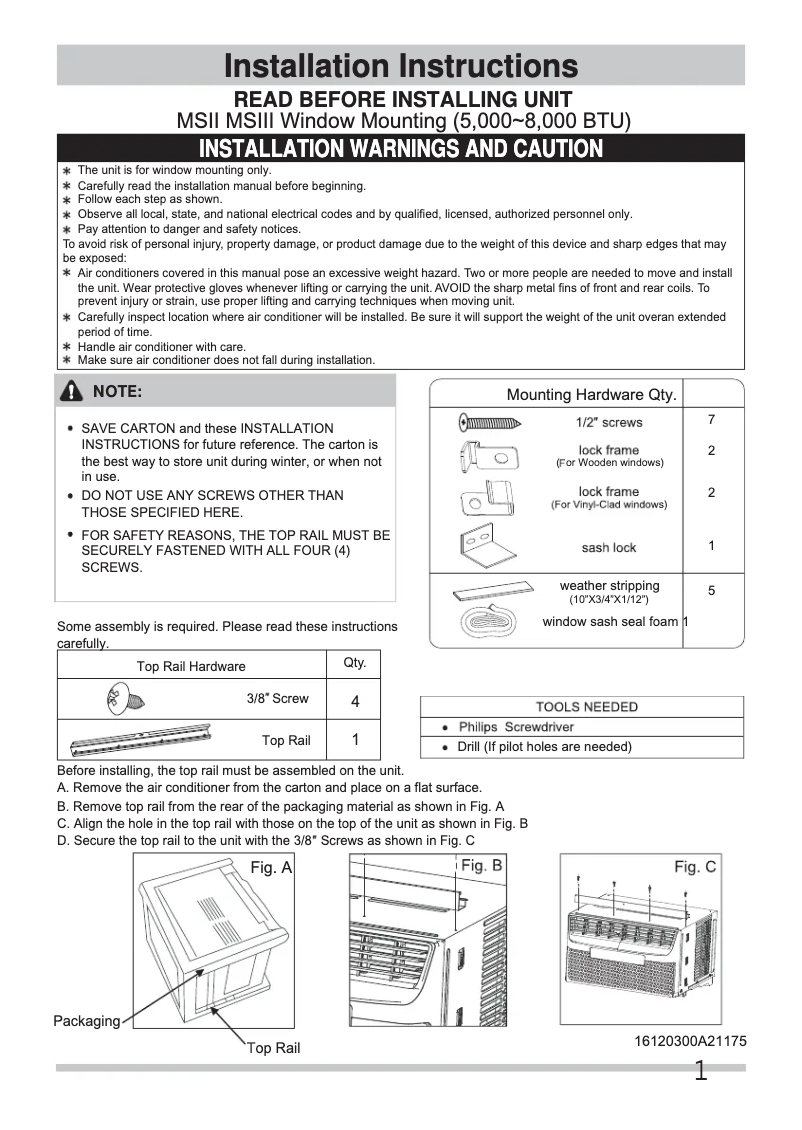 Page 1 de la notice Guide d'installation Frigidaire GHWW063WB1