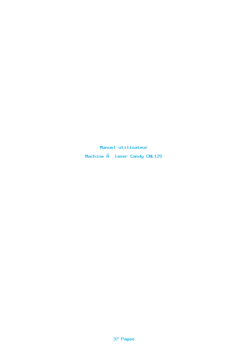 Page 1 de la notice Manuel utilisateur Candy CNL125