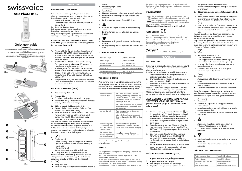 Page 1 de la notice Manuel utilisateur Swissvoice Xtra Photo 8155