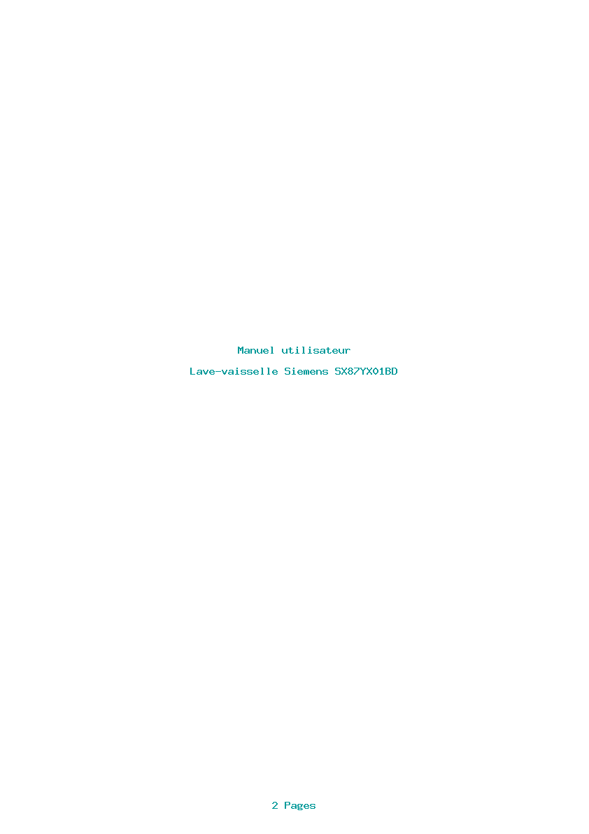 Page 1 de la notice Manuel utilisateur Siemens SX87YX01BD