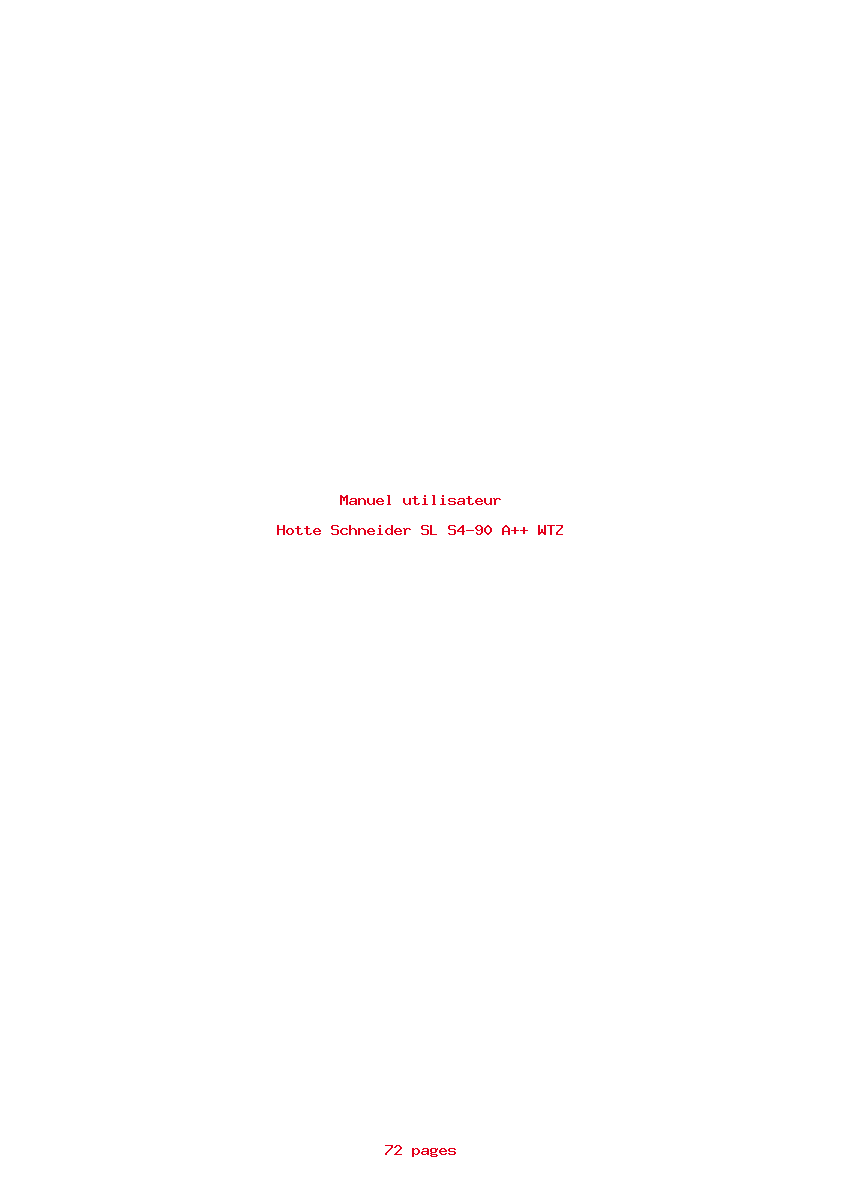 Page 1 de la notice Manuel utilisateur Schneider SL S4-90 A++ WTZ