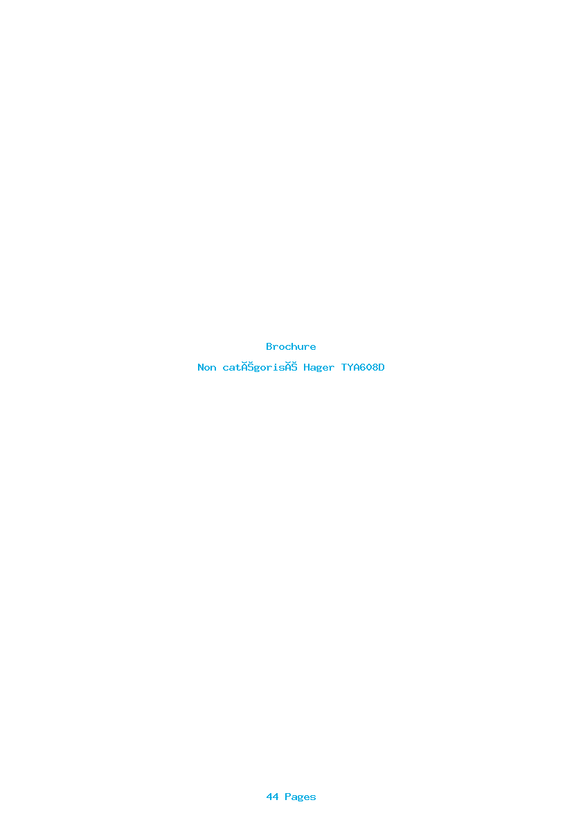 Page 1 de la notice Brochure Hager TYA608D